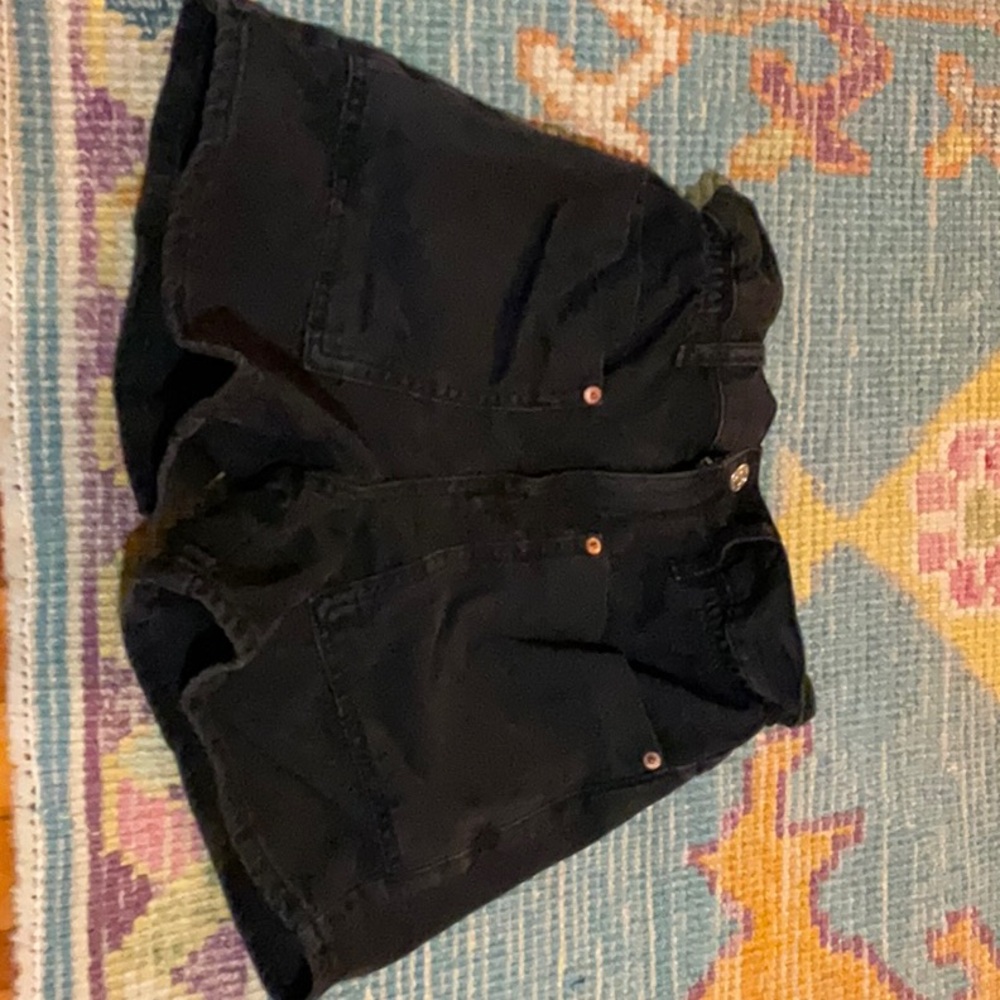 These are black jorts with copper details!  NEVER WORN